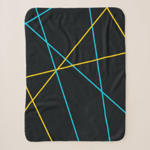 Geel, blauw, cool, trendy, stedelijk, moderne lijn sherpa deken
