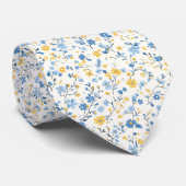 Geel Blauw Cottagecore Stropdas (Opgerold)