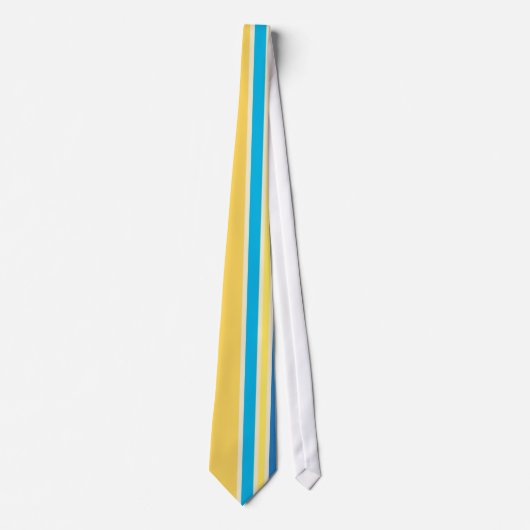 Geel, Blauw, Crème Retro Gestreepte Das (Voorkant)