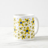 Geel & Blauw Daisy Bloempatroon Koffiemok (Voorkant rechts)