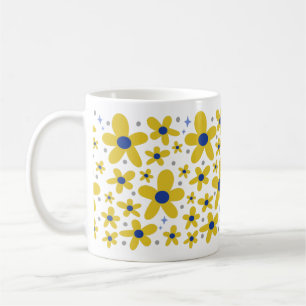 Geel & Blauw Daisy Bloempatroon Koffiemok