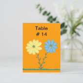 Geel & Blauw Daisy Flowers Tafelnummer Briefkaarte (Staand voorkant)