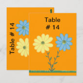 Geel & Blauw Daisy Flowers Tafelnummer Briefkaarte (Voorkant / Achterkant)