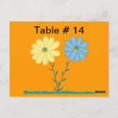 Geel & Blauw Daisy Flowers Tafelnummer Briefkaarte (Achterkant)
