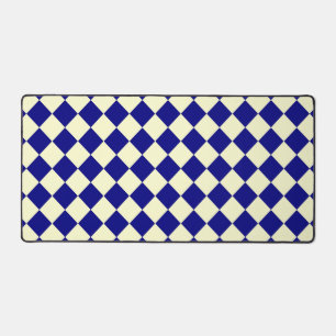 Geel Blauw Dambord Diamant Patroon  Bureaumat