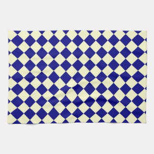 Geel Blauw Dambord Diamant Patroon Theedoek