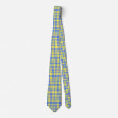 Geel Blauw Diamant Schachbrett Motief Stropdas (Voorkant)