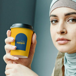 Geel Blauw Effen Kleur Vlak Aqiqah Baby shower Papieren Bekers