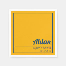 Geel Blauw Effen Kleur Vlakte, Aqiqah-Baby shower Servet