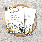 Geel Blauw Elegant Wildflower Bruiloft Save The Date