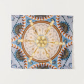Geel, blauw en geel plafondontwerp wandkleed (Voorkant (horizontaal))