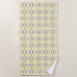 Geel, blauw en grijs geometrisch patroon strandlaken