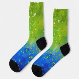 Geel Blauw en Indigo Sterrenstelsel Ontwerp Sokken