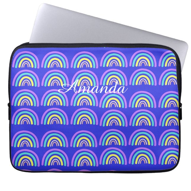Geel, blauw en Paarse regenboog Laptop Sleeve (Voorkant)