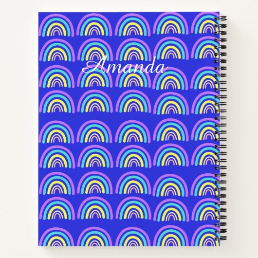 Geel, blauw en Paarse regenboog Notitieboek (Achterkant)