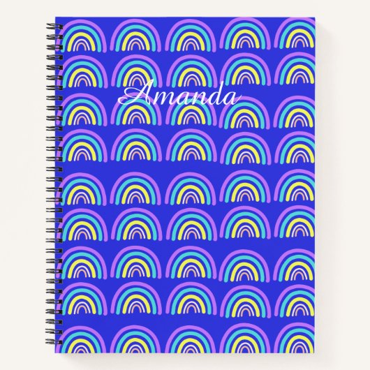 Geel, blauw en Paarse regenboog Notitieboek (Voorkant)