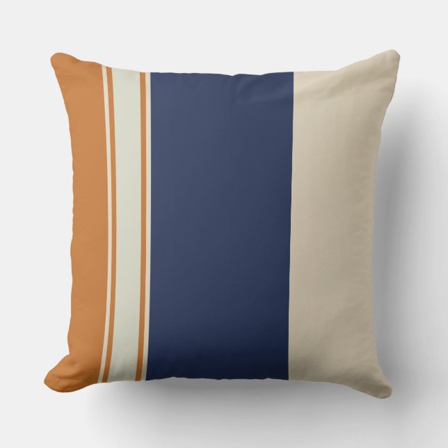 Geel Blauw en Pearl Stripes Kussen (Voorkant)