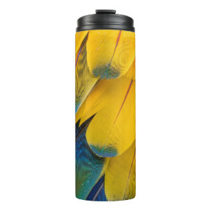 Geel blauw en rode vogels van de paradise bloem thermosbeker