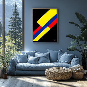 Geel, Blauw en Rood Diagonaal Bauhaus Design Poster