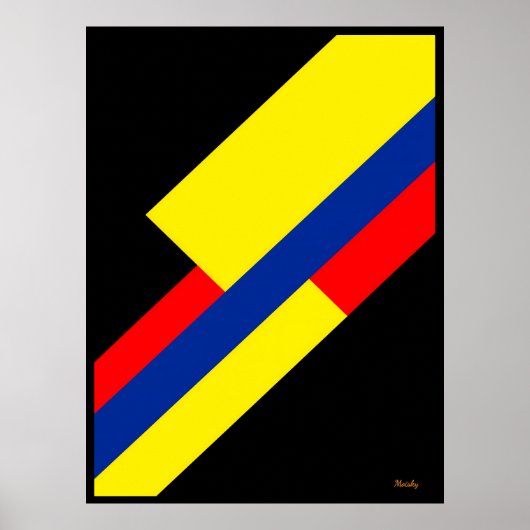 Geel, blauw en rood diagonaal Bauhaus-ontwerp Poster (Voorkant)