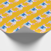 Geel Blauw en Roze Franse Bulldog Art Cadeaupapier (Hoek)