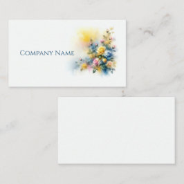 Geel, Blauw, en Roze Rozen Boeket Waterverf Visitekaartje