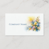 Geel, Blauw, en Roze Rozen Boeket Waterverf Visitekaartje (Voorkant)