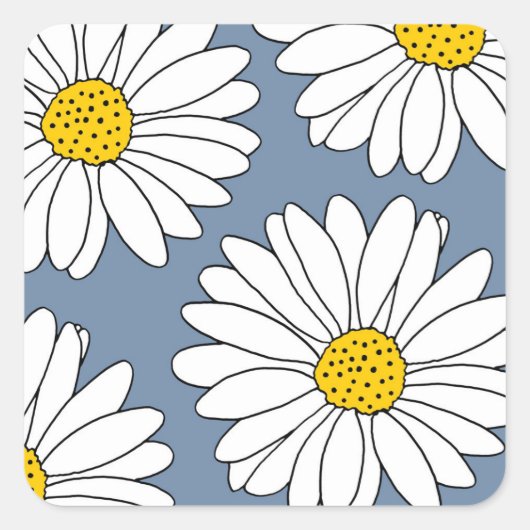 Geel Blauw en Witte Dagen Vierkante Sticker (Voorkant)