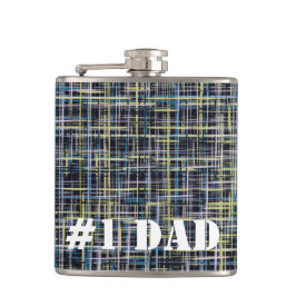 Geel blauw en zwarte Raster Lines Hip Flask Heupfles
