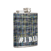 Geel blauw en zwarte Raster Lines Hip Flask Heupfles (Rechts)