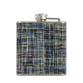 Geel blauw en zwarte Raster Lines Hip Flask Heupfles (Achterkant)