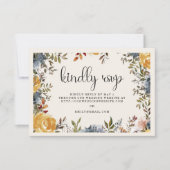 Geel blauw Floral Wedding Kindly Reply RSVP Kaartje (Voorkant)