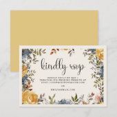 Geel blauw Floral Wedding Kindly Reply RSVP Kaartje (Voorkant / Achterkant)