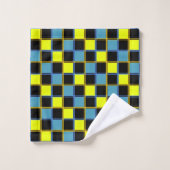 Geel blauw gecontroleerd geometrisch patroon bad handdoek (Wasdoekje)