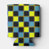 Geel blauw gecontroleerd geometrisch patroon blikjeskoeler (Achterkant)