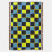 Geel blauw gecontroleerd geometrisch patroon deken (Voorkant Verticaal)