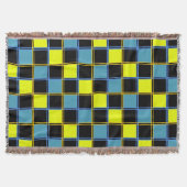Geel blauw gecontroleerd geometrisch patroon deken (Voorkant)