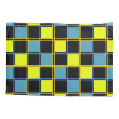Geel blauw gecontroleerd geometrisch patroon kussensloop (Achterkant)
