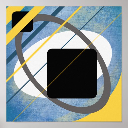 Geel Blauw Geometrisch Canvasontwerp AP0011 Poster (Voorkant)