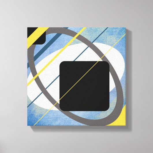 Geel & Blauw Geometrisch Ontwerp Ingepakt Canvas Afdruk (Voorkant)