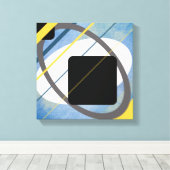 Geel & Blauw Geometrisch Ontwerp Ingepakt Canvas Afdruk (Insitu (Houten vloer))