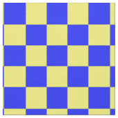 Geel blauw geruit blokafdrukpatroon stof (Close Up)