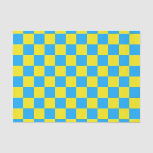 Geel blauw geruit controlepatroon tissuepapier (Voorkant)