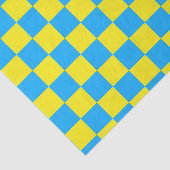Geel blauw geruit controlepatroon tissuepapier (Detail)