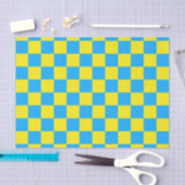 Geel blauw geruit controlepatroon tissuepapier (Craft)