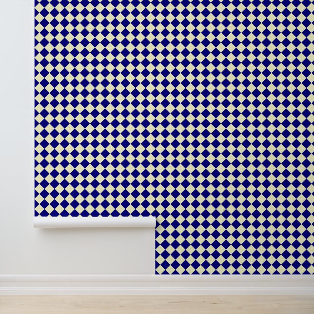 Geel Blauw Geruit Diamant Patroon Behang (Applicatie)