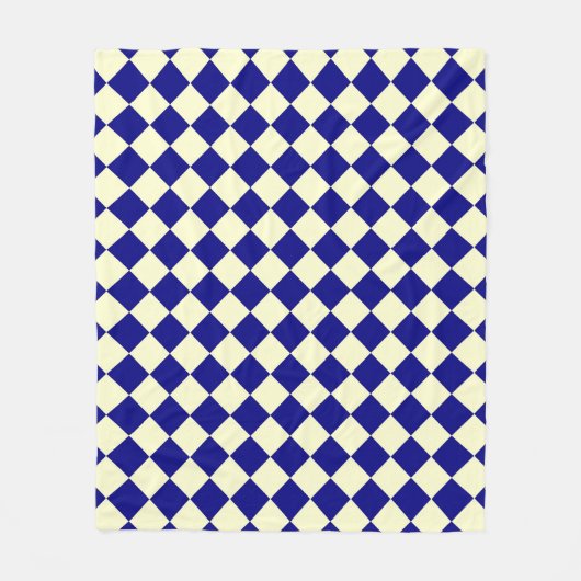 Geel Blauw Geruit Diamant Patroon Fleece Deken (Voorkant)