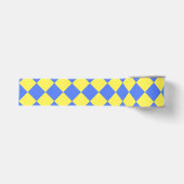 Geel Blauw Geruit Diamant Patroon Grosgrain Lint (Voorkant)