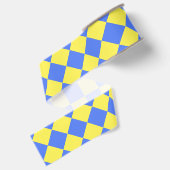 Geel Blauw Geruit Diamant Patroon Grosgrain Lint (Achterkant)