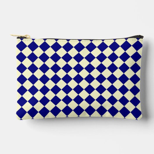 Geel Blauw Geruit Diamant Patroon Klein Etui (Voorkant)